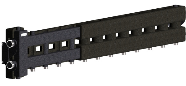 Балансировочный коллектор из стали  в EPP- изоляции (котёл G 1¼″, 6+1 контура G 1″, ″ЧЕРНЫЙ″) BM-80-7D.EPP